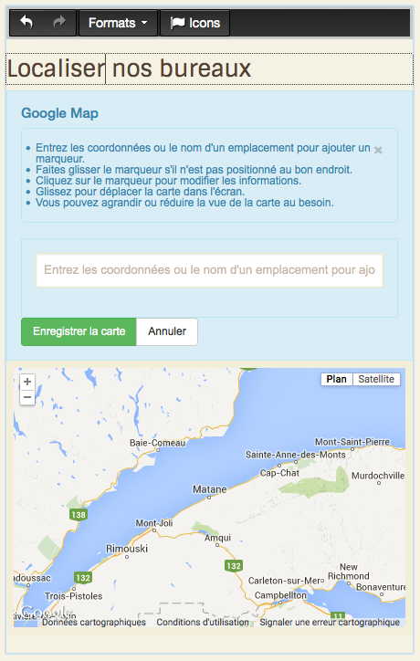 Éditer le bloc Google Map | Tutoriel