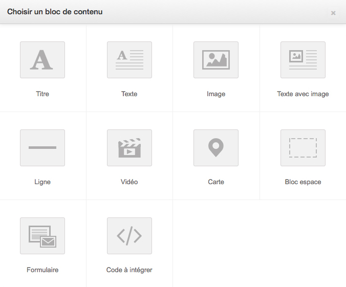 Choisir un bloc de contenu | Mon site Primo