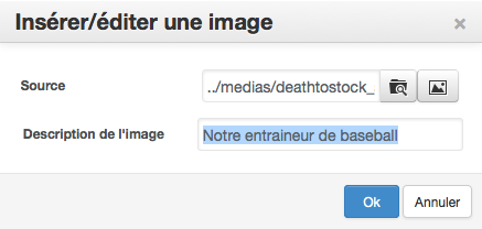 Fenêtre Insérer / Éditer une image - Mon site Primo